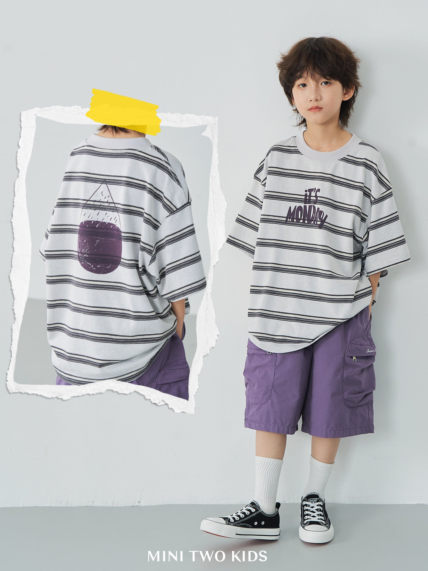 Children's Fashionable Clothing Salt Style Street Sweet Potato Striped Short Sleeve Children's T-shirt
