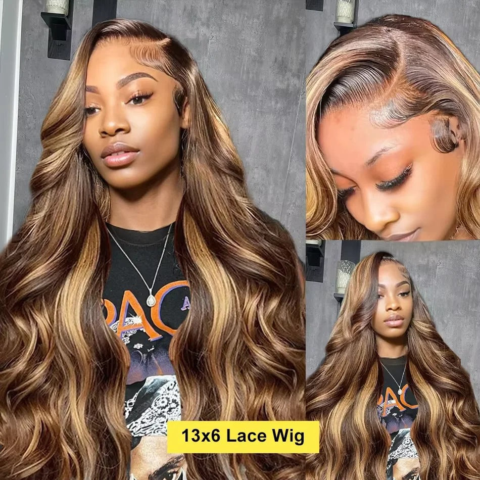 Piano Color Highlight Big Wave Curly Hair Wig Long Curls