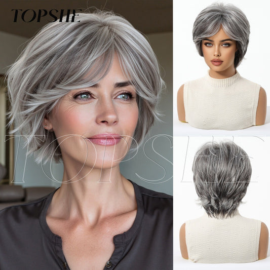 Fashion Female Natural Realistic Age Reducing Wig Short Straight Hair