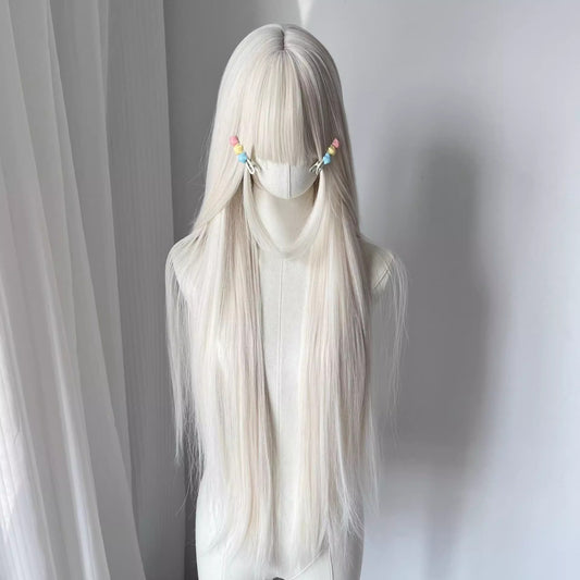 White Feather Dream Female Hair Milky Cm Natural Universal Top Long Straight Wig