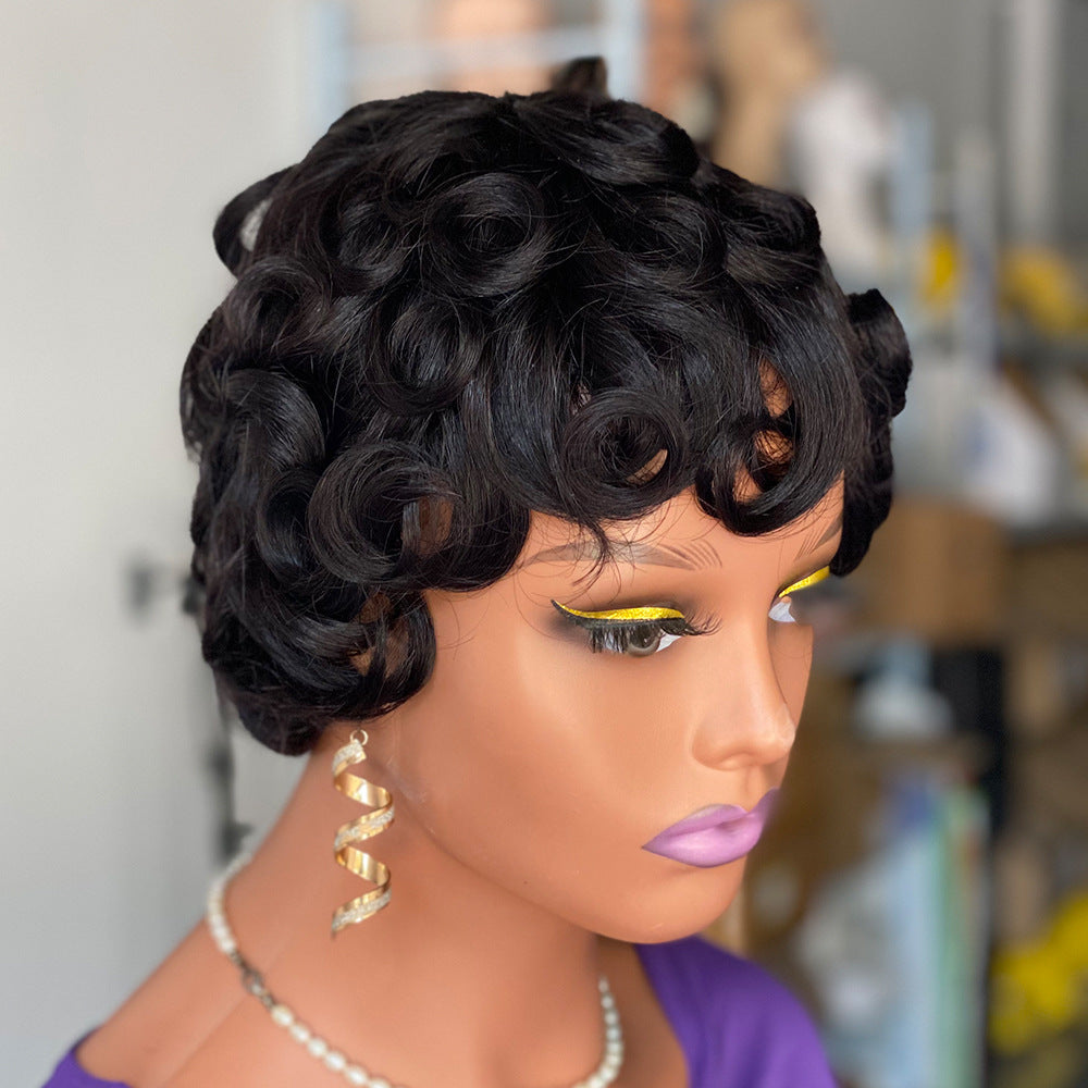 New Beautiful Trendy Human Mechanism Short Real Hair Wig