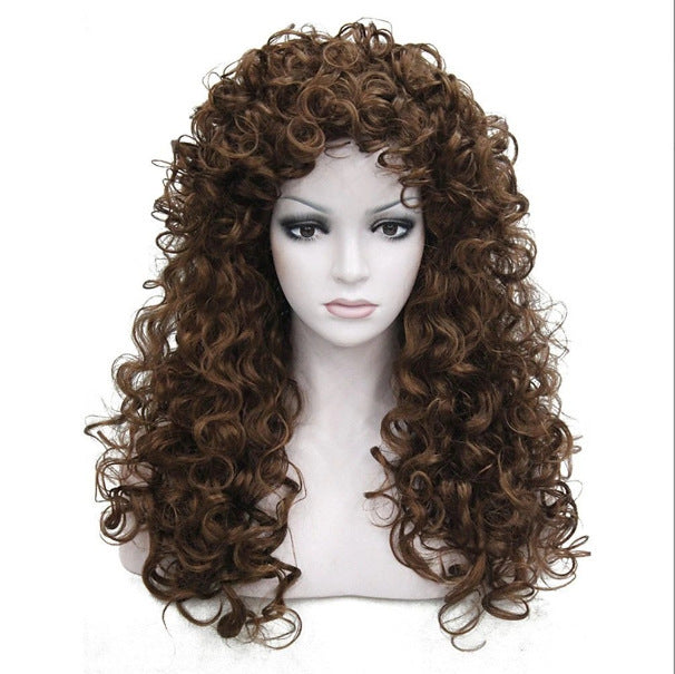 Women's African Wigs With Small Curly Hair Afro Synthetic Wig Long Curls