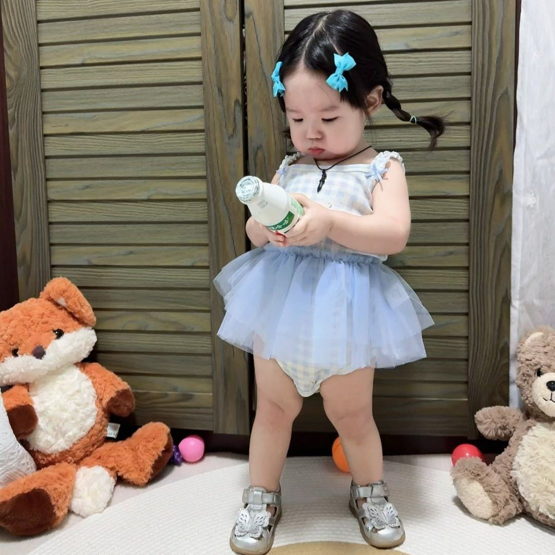 Suspenders Gauze Skirt Bodysuit Infants Romper Bloomer With Hundred Days Jumpsuit, Climbing Suit