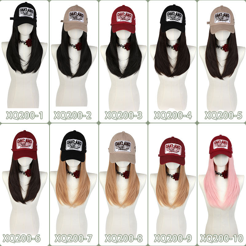 Export Hat Integrated Adjustable Retro Three-dimensional Long Straight Wig