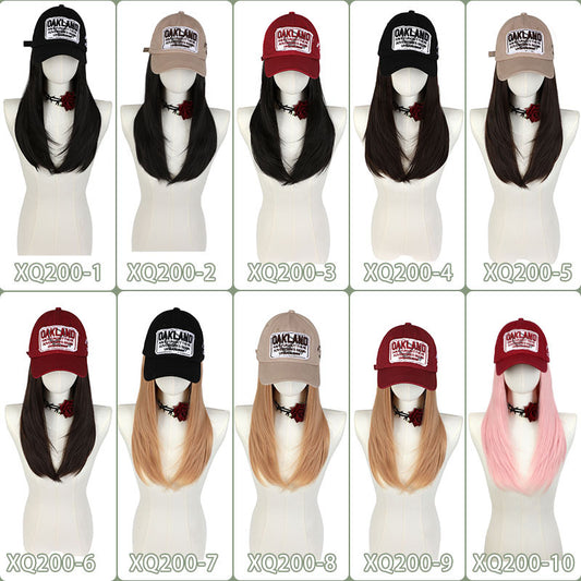 Export Hat Integrated Adjustable Retro Three-dimensional Long Straight Wig