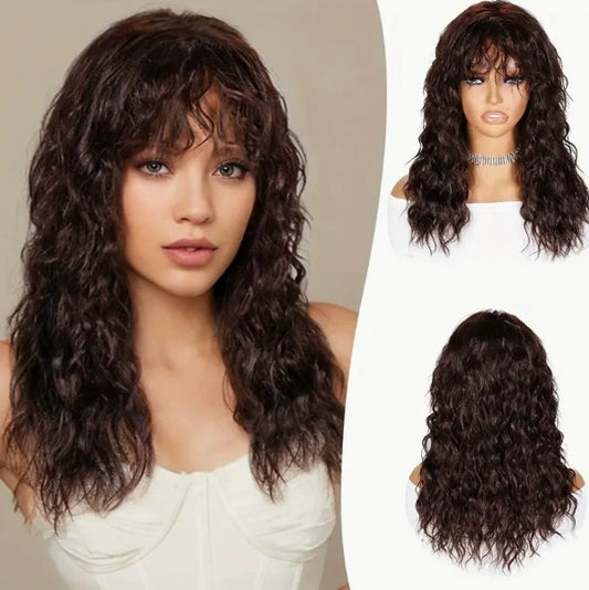 Bangs Female Water Ripple Curly Hair Wig Long Curls