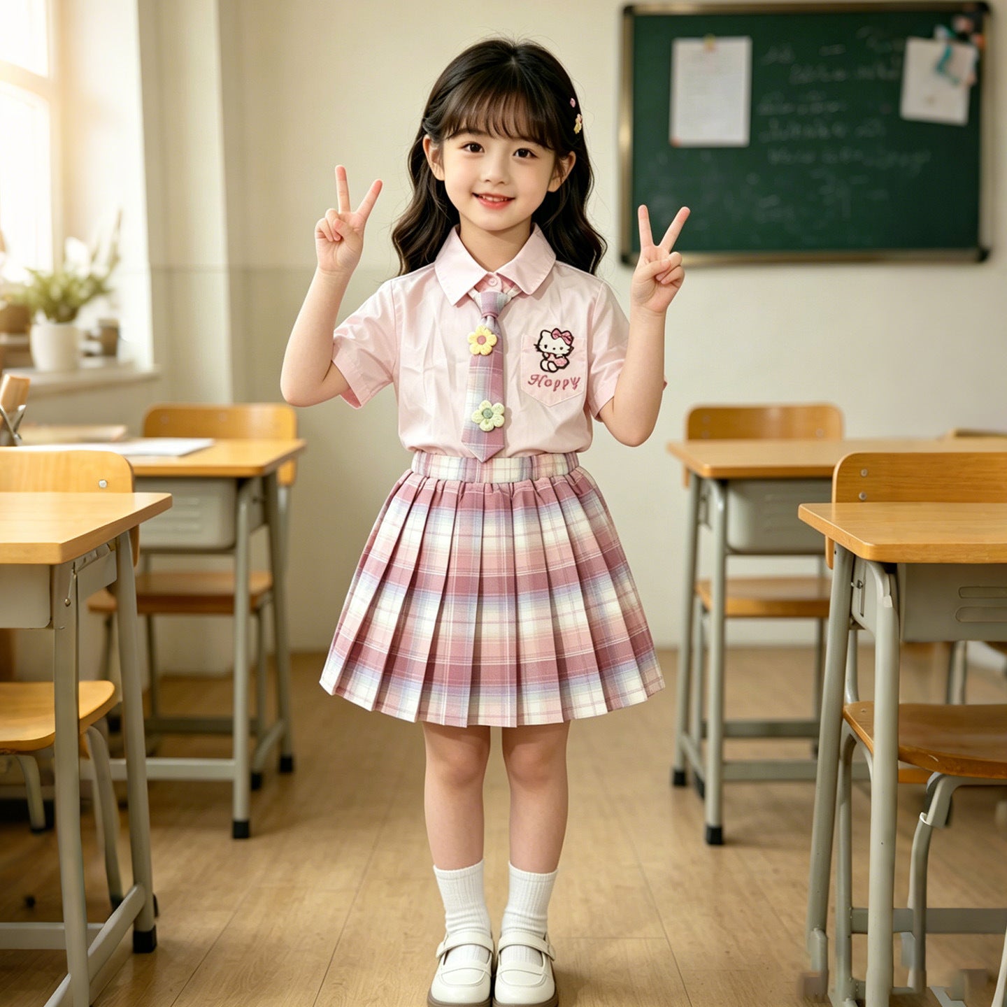 Summer Clothes Preppy Style Fashionable Uniforms Shirt Dress Children's Suit