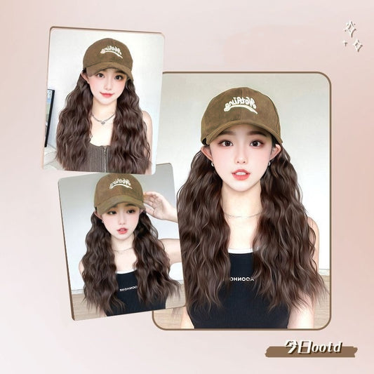 Water Ripple Fashion Face Trimming Integrated Wig Long Curls
