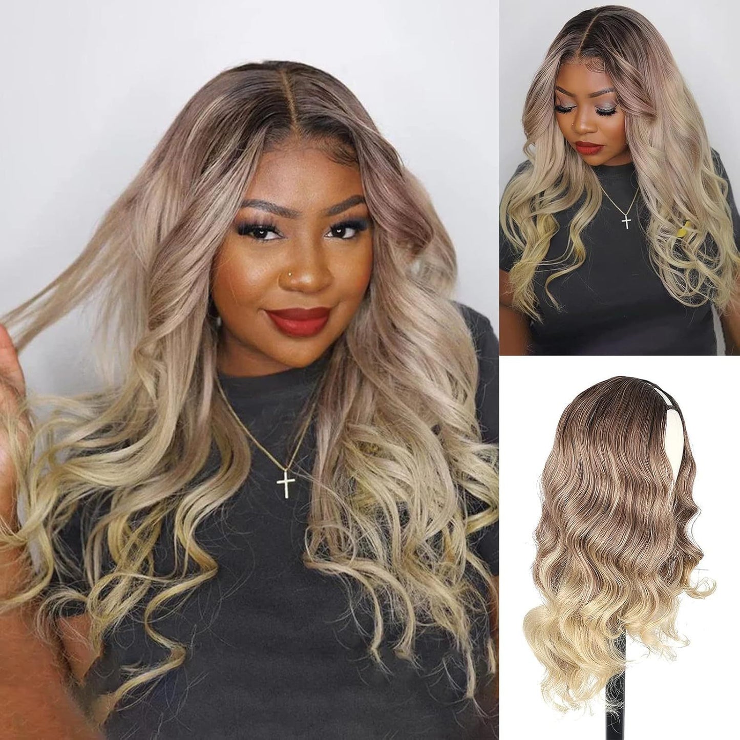 Women's Fashion Chemical Fiber Set Big Wave Long Curly Hair Half Wig