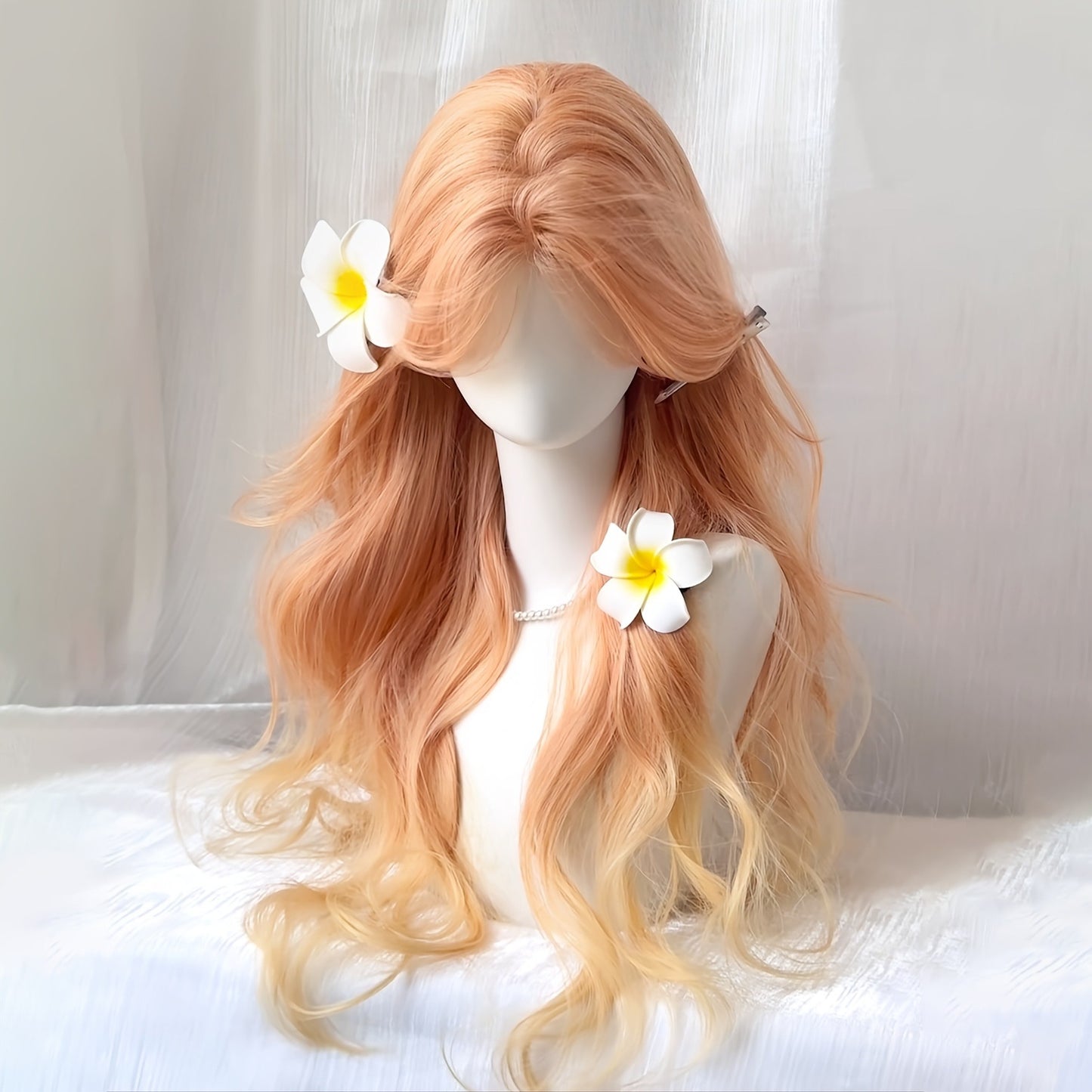 Female Gradient Dyed Water Ripple Curly Hair Fluffy Wig Long Curls