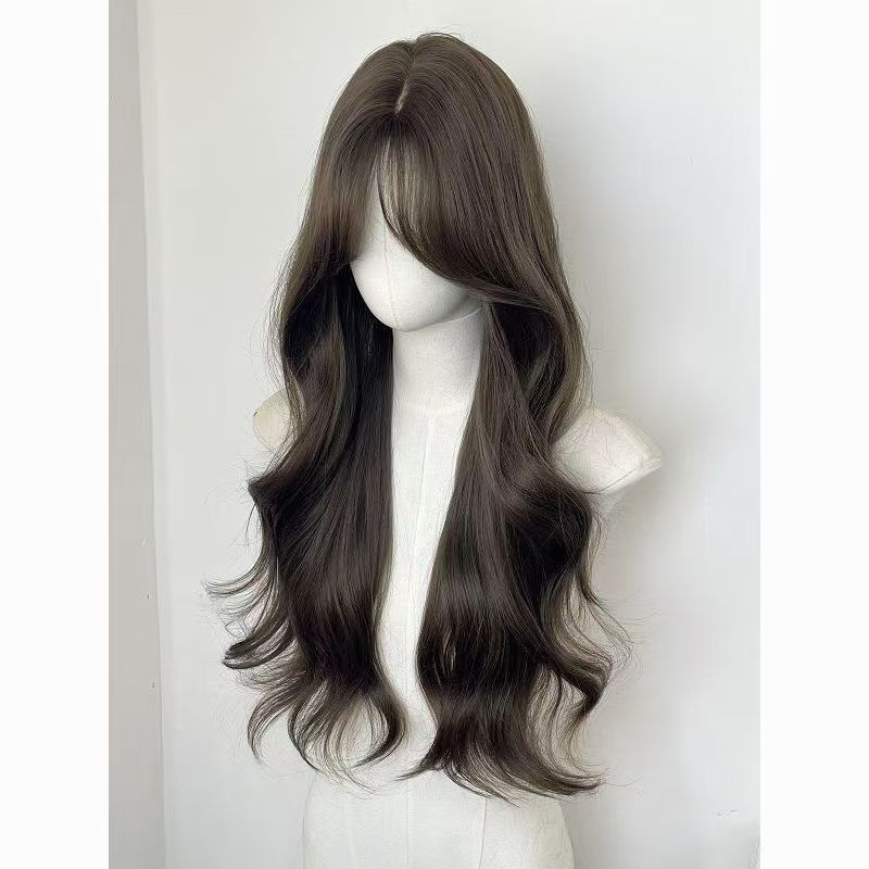 Female Bangs Big Wave Daily Fluffy Lazy Curly Hair Square Wig Long Curls