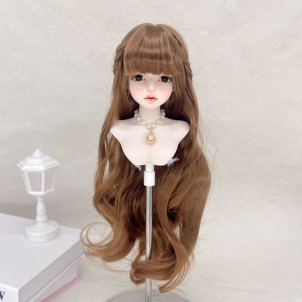 Split Bangs Braid Long Curly Hair Finished Head Cover Cos Wig