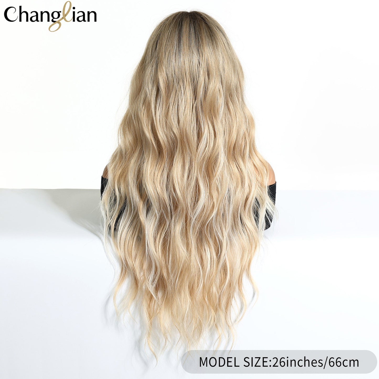 White Gold Color Highlight Big Wave Curly Hair Wig Long Curls