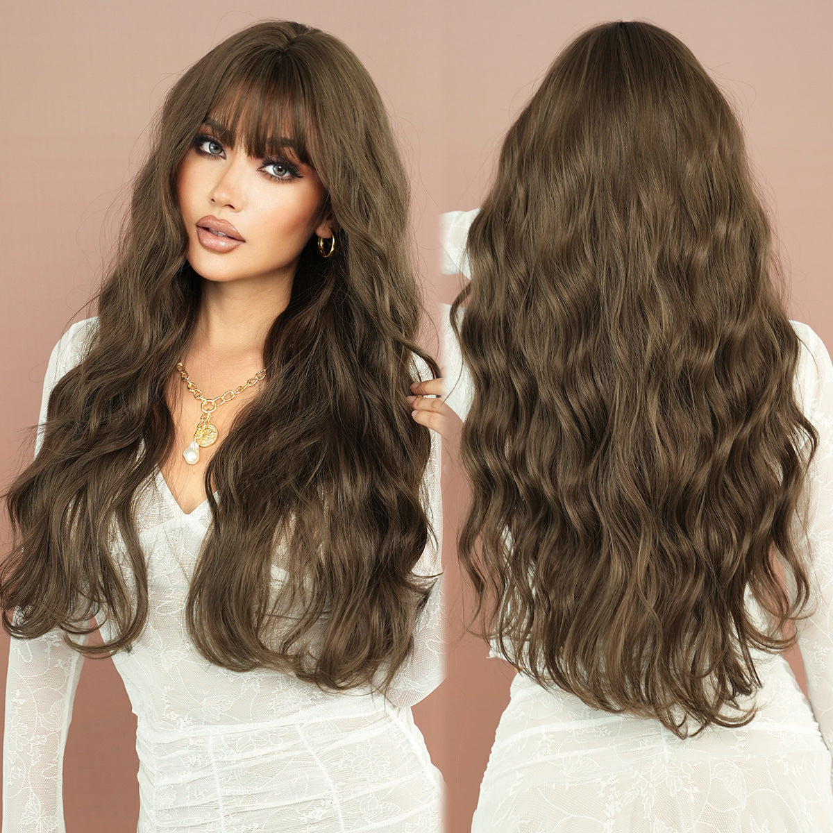 Quality Super Curly Female Brown Big Wig Long Curls