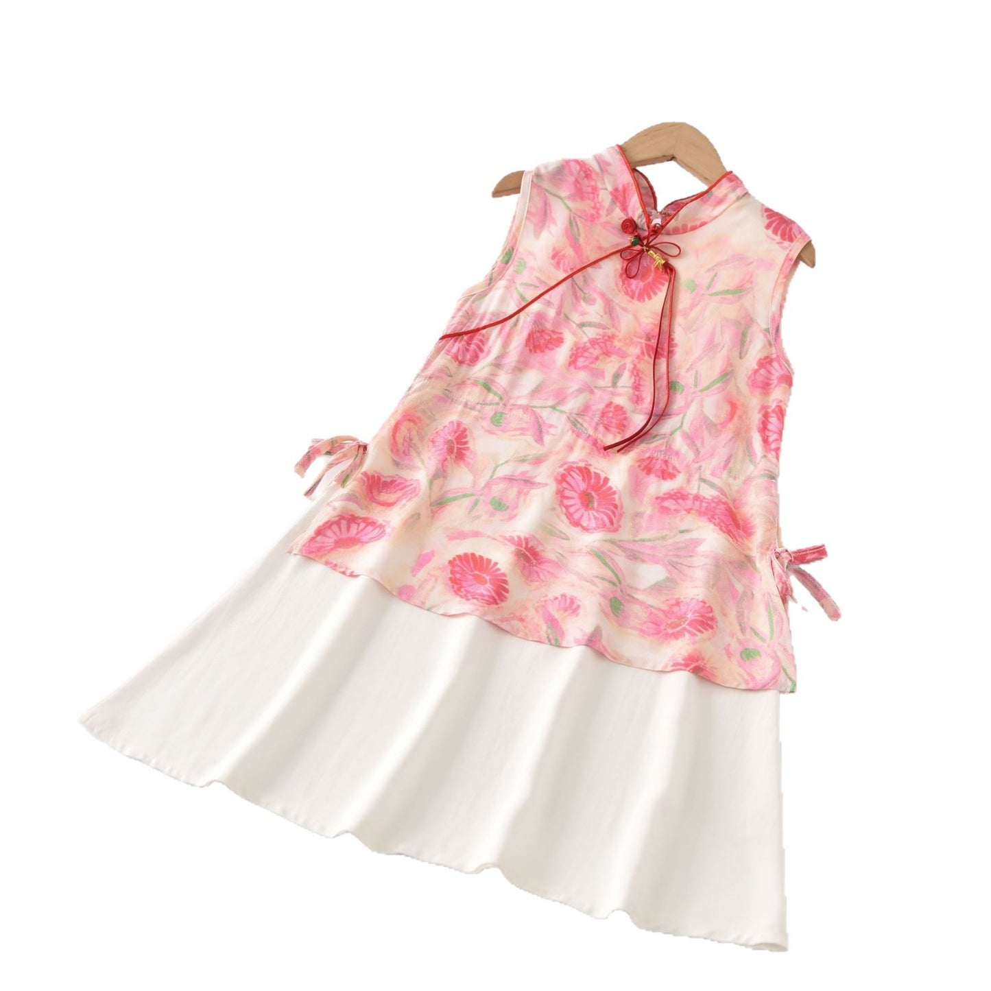 Children's Cotton Silk Short-sleeved Summer Thin Chinese Style Cheongsam Children's Dress