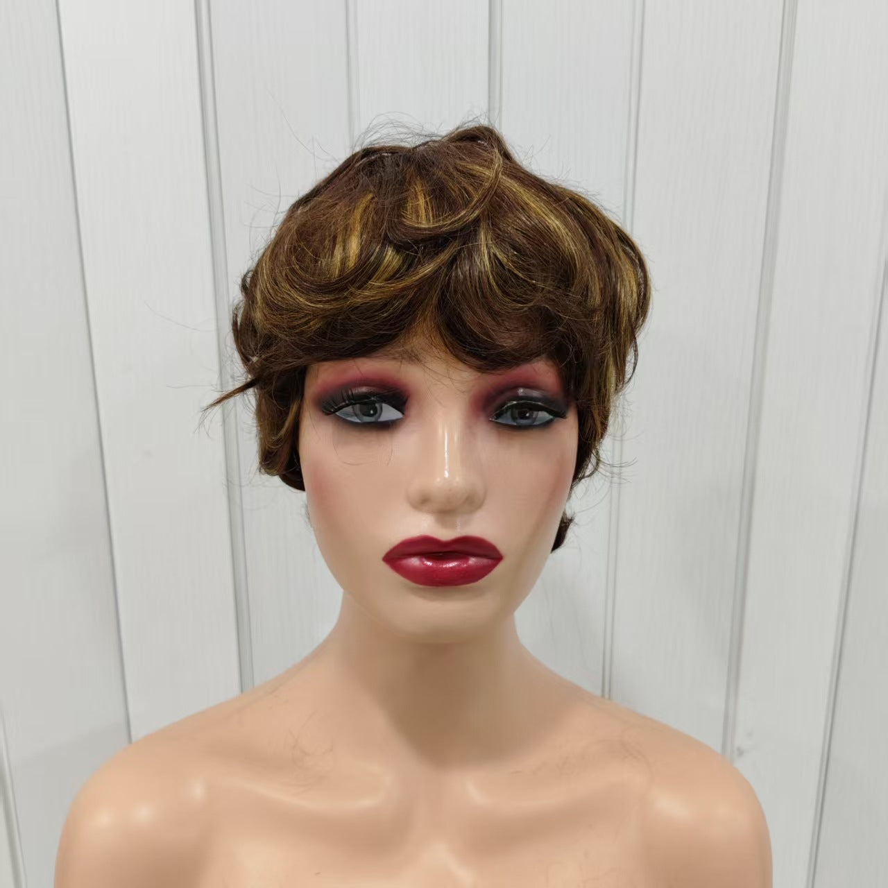 Durable Trendy Creative Pixie Cut Human Wig Short Curly Hair