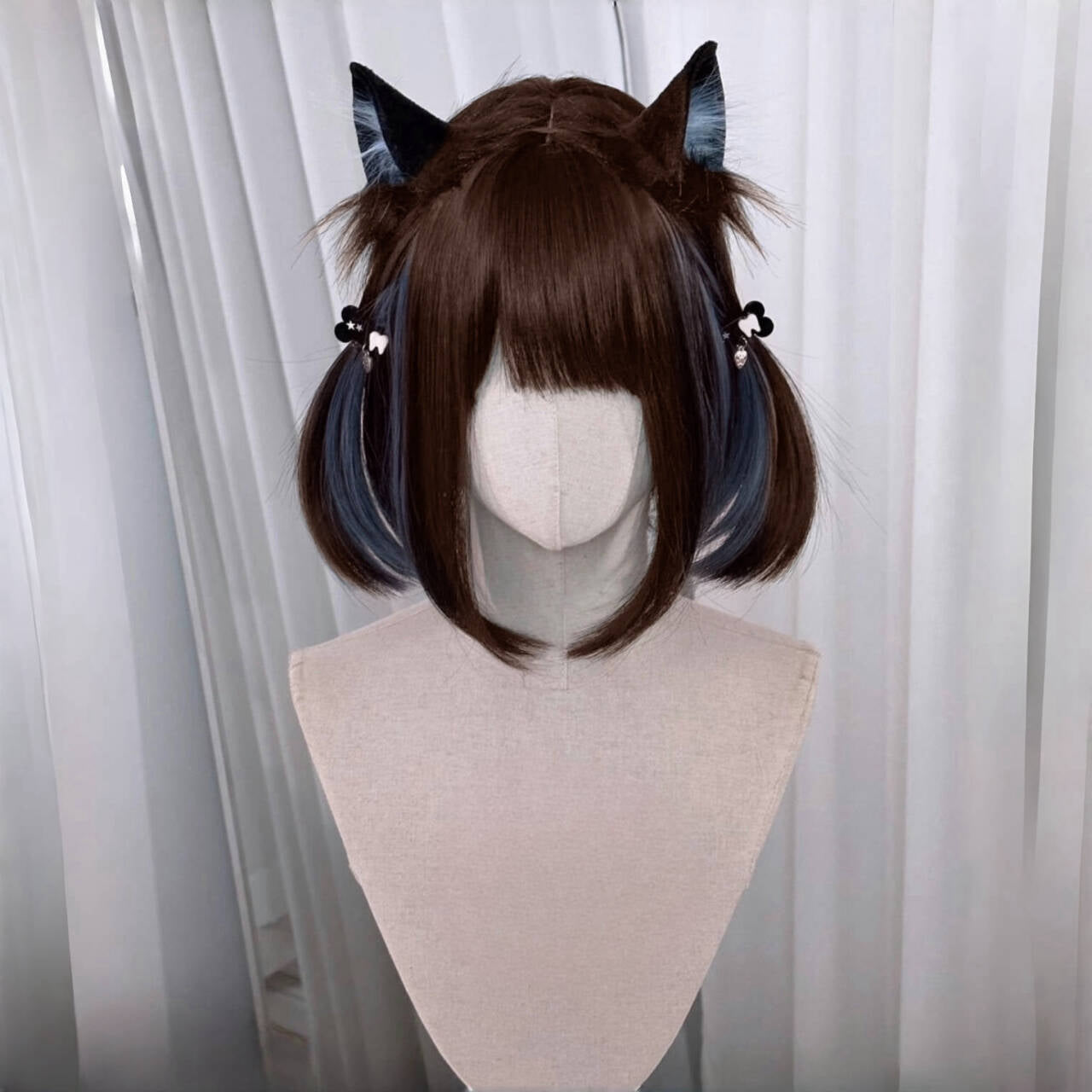 Female Natural Curly Bangs Realistic Atmosphere Wig Short Straight Hair