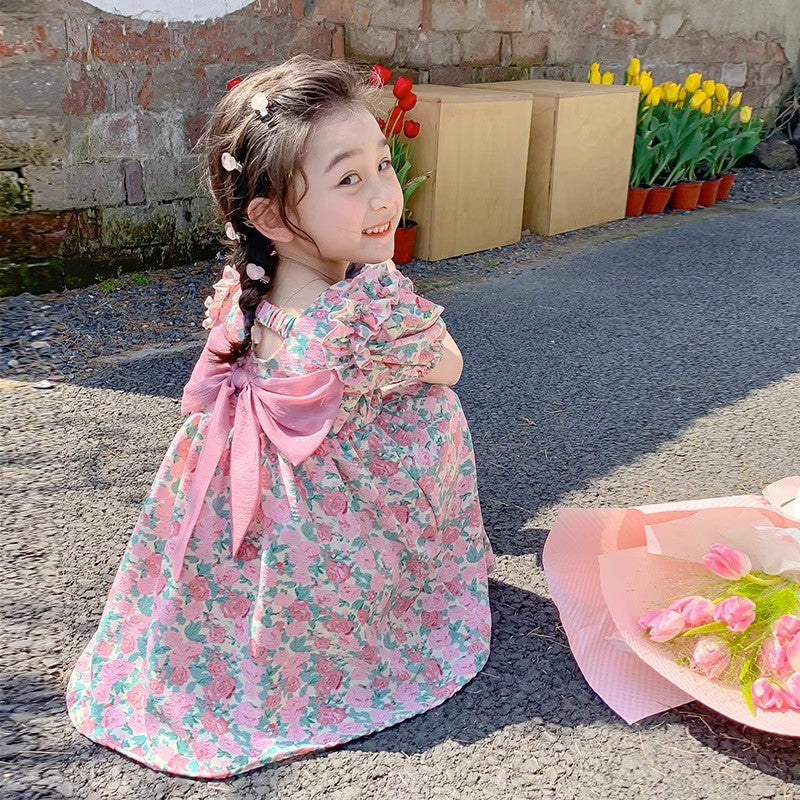Children's Summer Fashionable Clothing Princess Skirt Printed Children's Dress