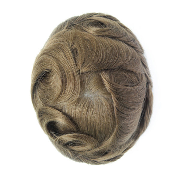 Men's Leather Hand Crochet V Needle Hairpiece Men's Wig