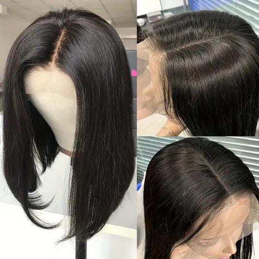 Front Lace Black Head Fiber Mid-length Inner Wig Short Straight Hair