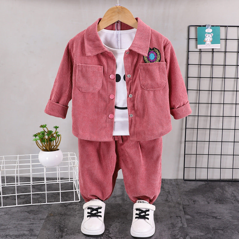 Jacket Autumn Clothes 2 Handsome Korean Style Two-piece Children's Suit