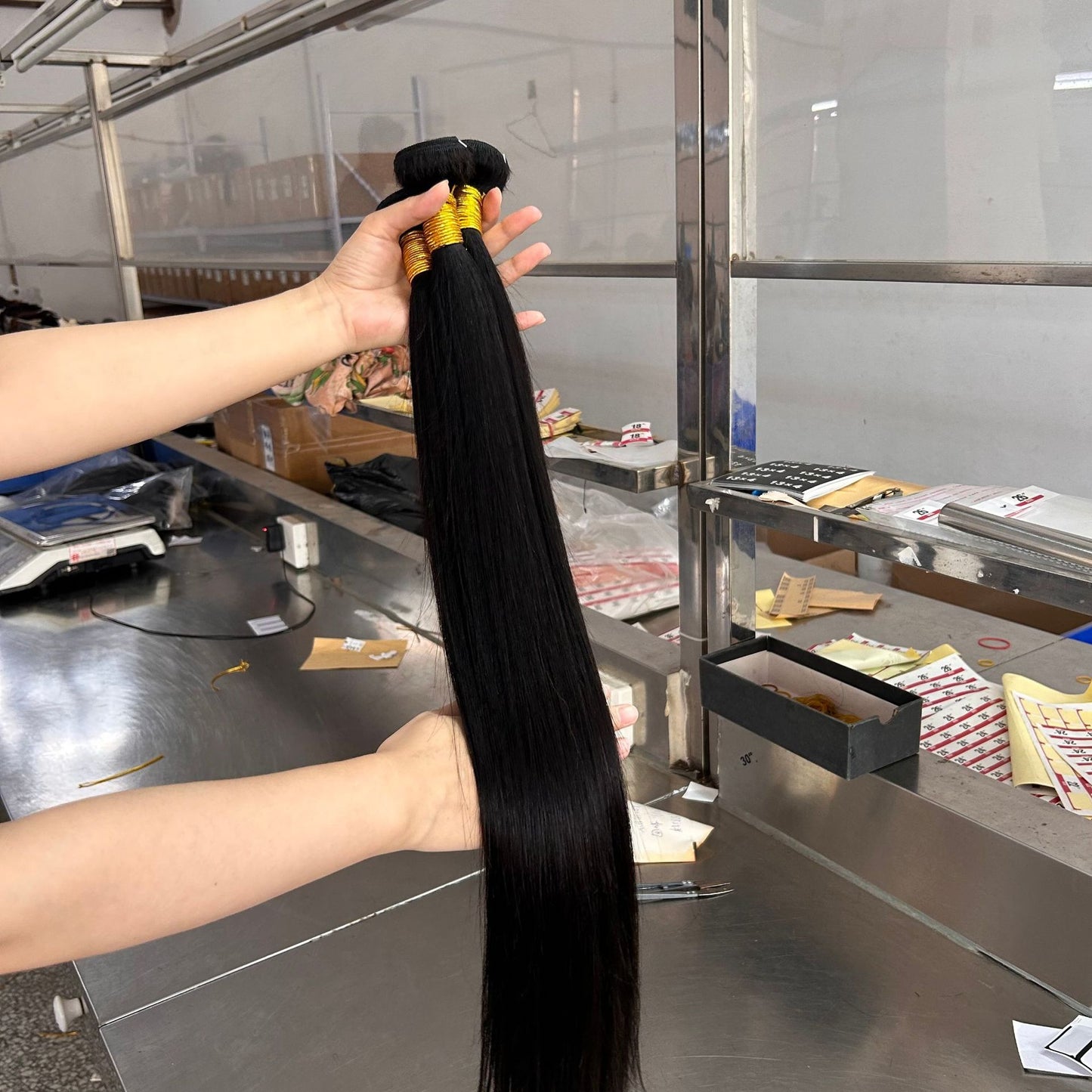 Straight Weft Strip Of Human Plump Real Hair Wig