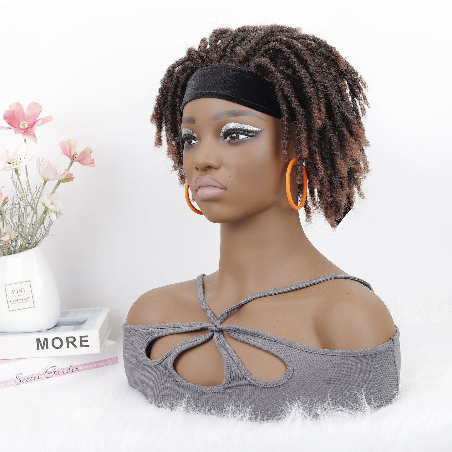 Women's Explosion Head Cover African Tube Qu Hollow Curler Wig Short Curly Hair