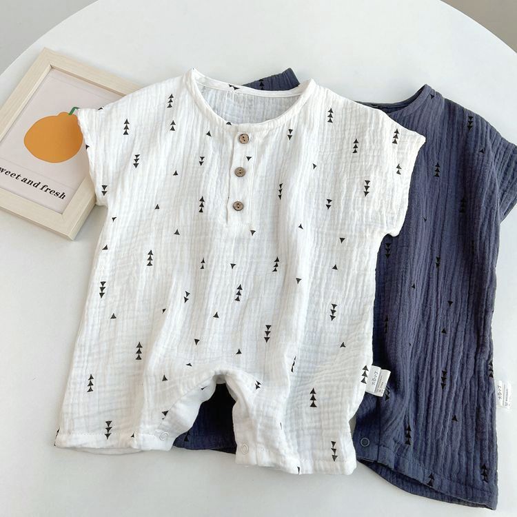 Women's & Men's Cotton Summer Thin Clothes Born Jumpsuit Short Sleeve Clothing Jumpsuit, Climbing Suit