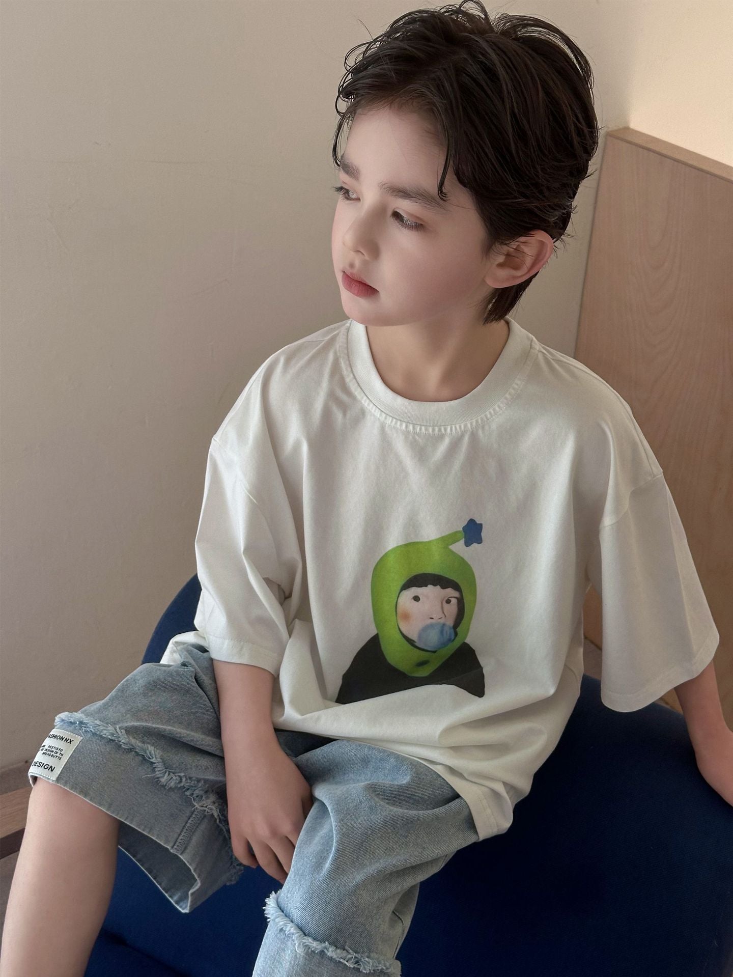 Children's Comfort Casual Half-length Sleeves Top Printed Children's T-shirt