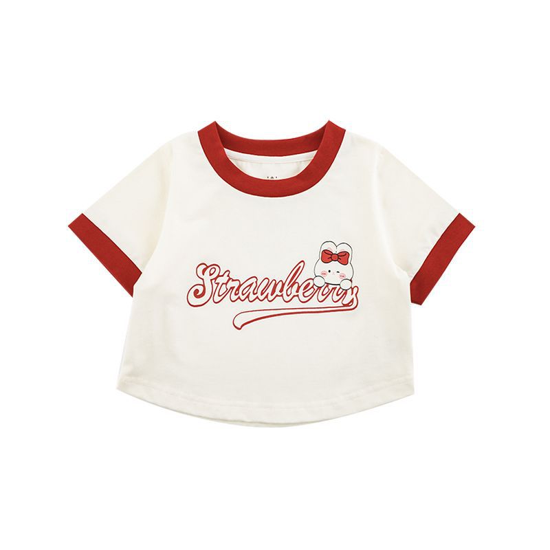 Rabbit Printed Half Sleeve Summer Sweet Children's T-shirt