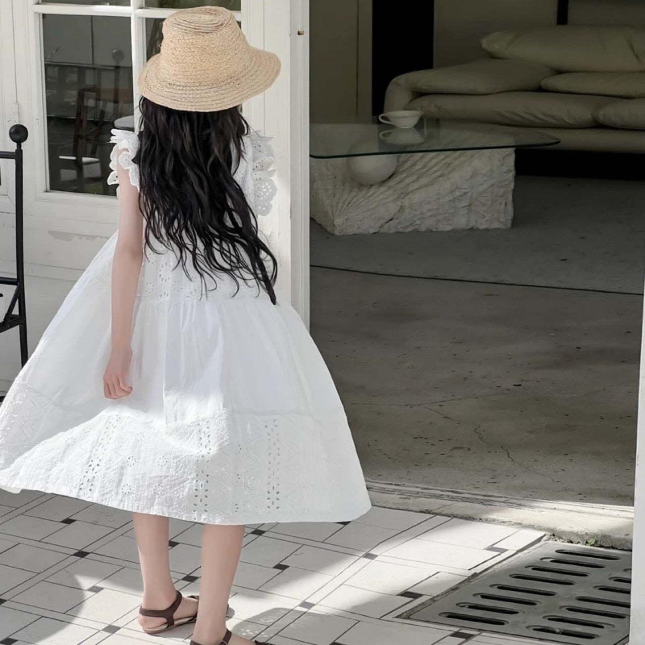 Summer Fashion Lace Sweet White Sleeveless Children's Dress