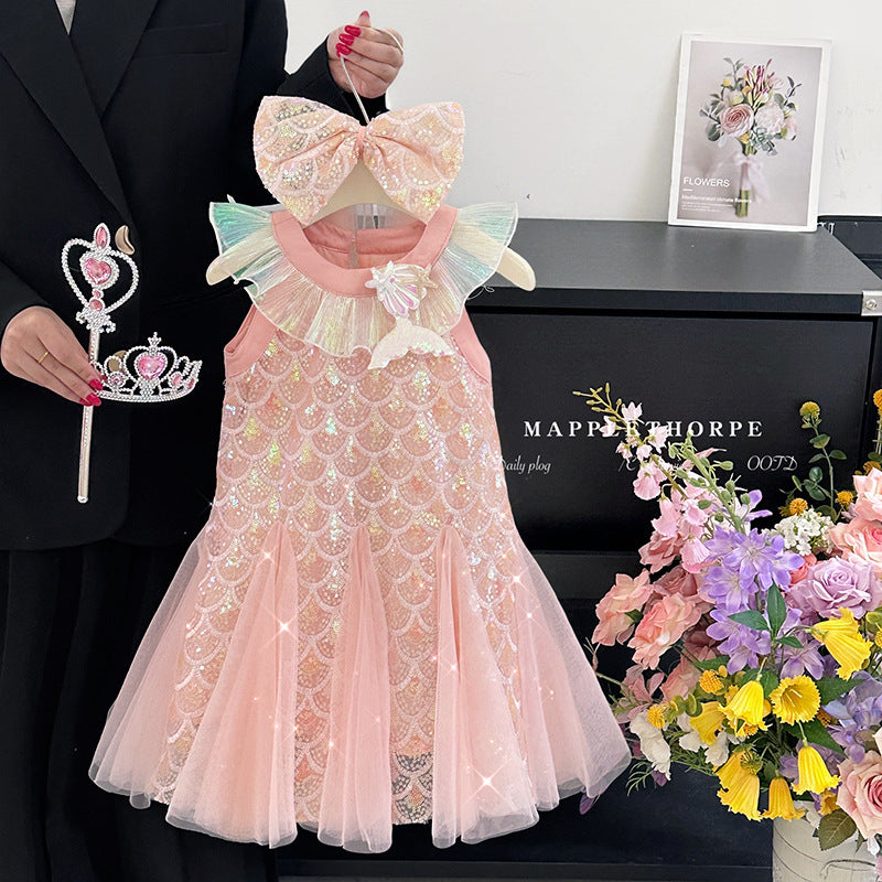 Children's Summer Sequined Mermaid Princess Birthday Little Children's Dress