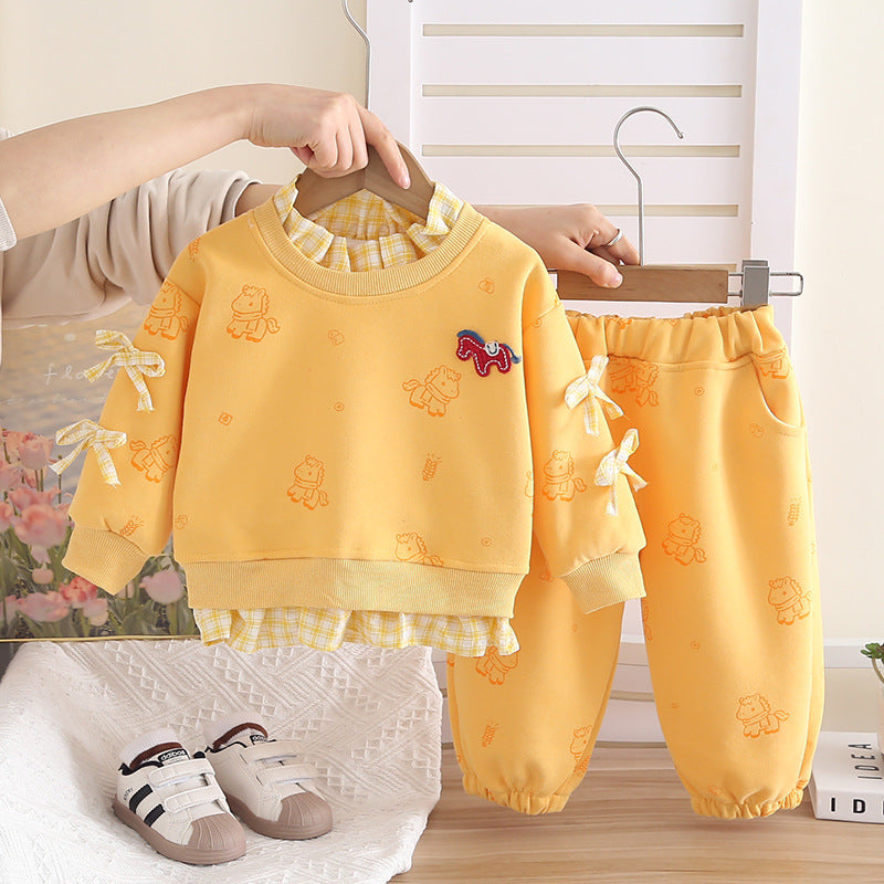 Children's Spring Sweater Fashion Funky Casual Two-piece Children's Suit