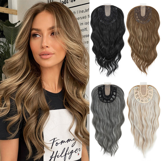 Natural Fluffy High Skull Top Hairpiece Big Wave Curly Wig