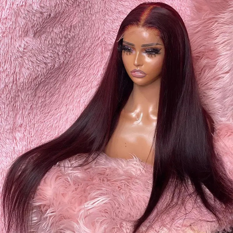 Women's Black Front Lace Sheath African Hair Long Straight Wig