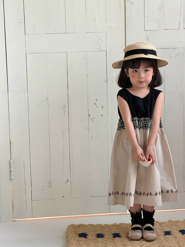 Children's Summer Korean Style Color Matching Vest Skirt Children's Dress