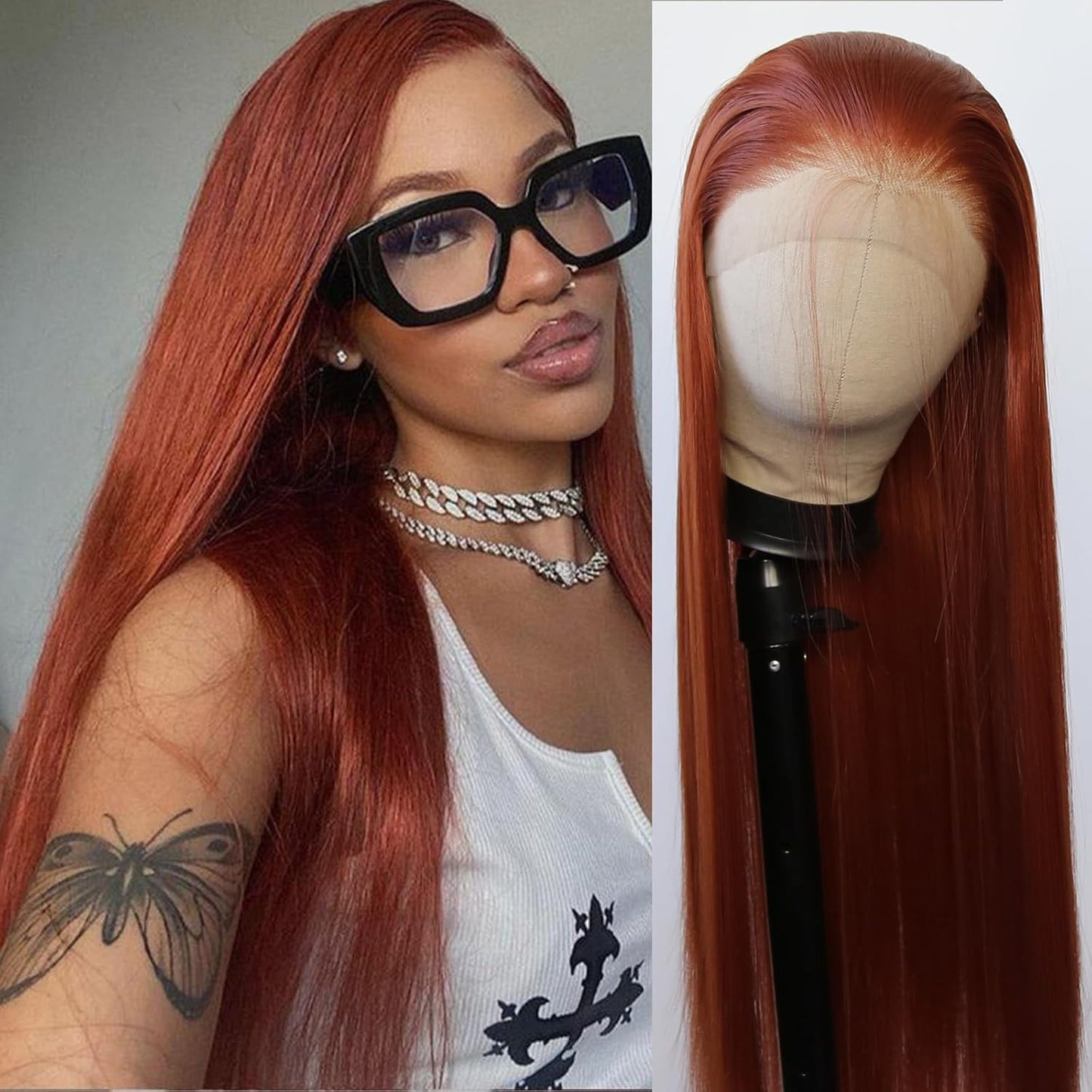 Women's Front Lace Natural Simulation Hair Chemical Long Straight Wig