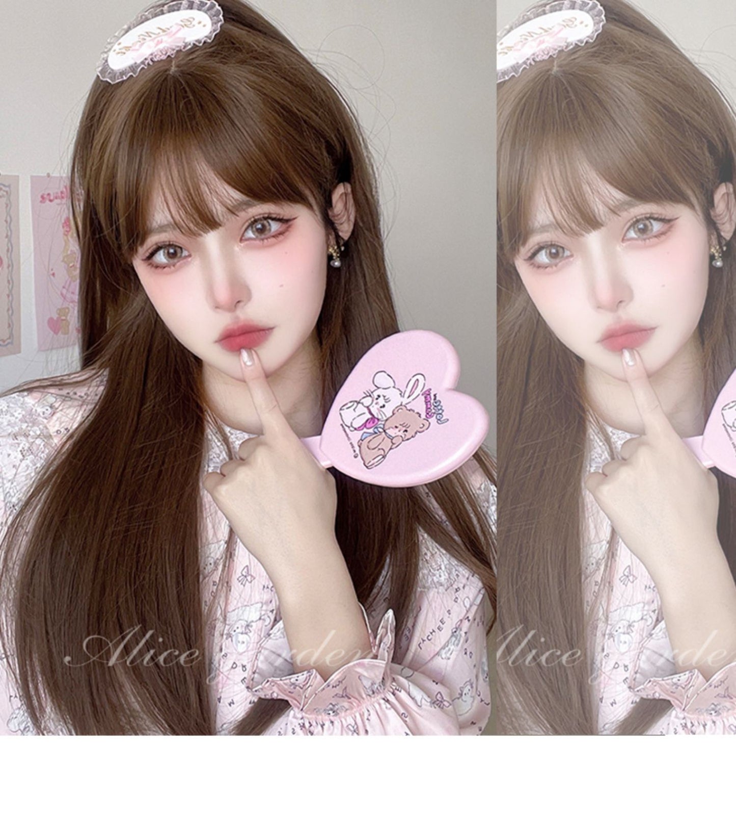 Women's Long Collarbone Length Haircut Air Bangs Natural Fluffy Short Round Real Hair Wig
