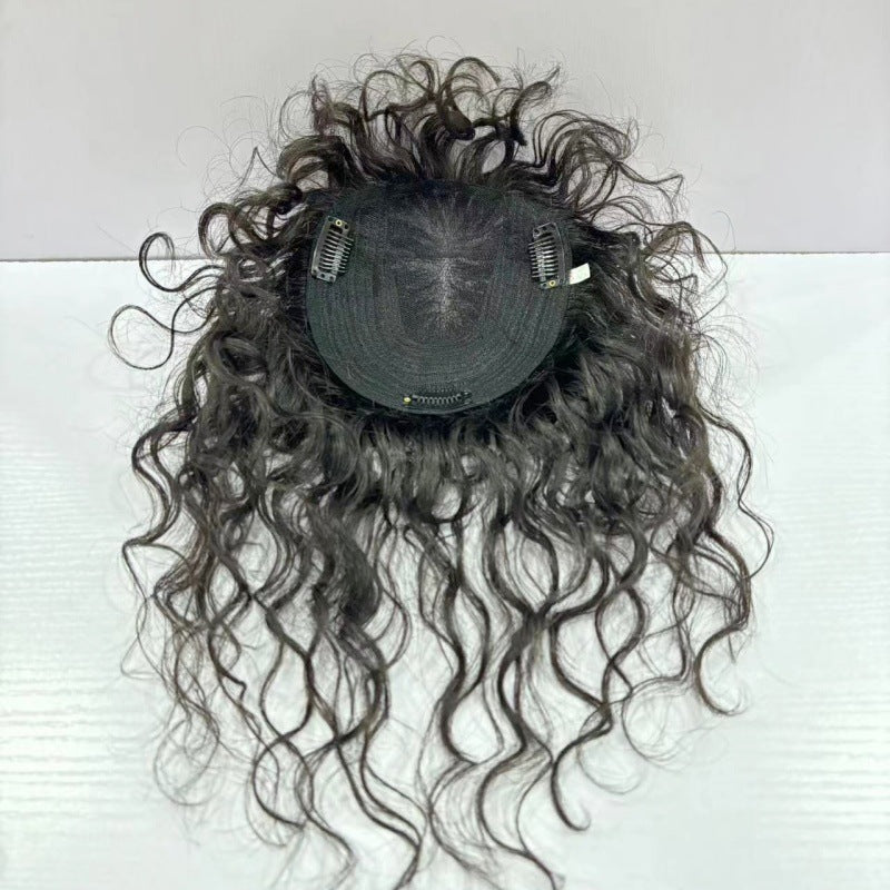 Hair Supplementing Piece Real Human Head Replacement One Covering Gray Wig