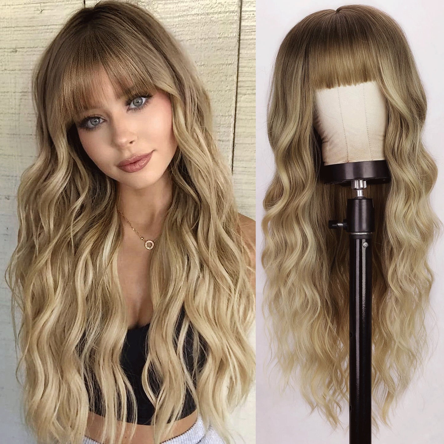 Gradient Color Curly Female Chemical Fiber Wig Long Curls