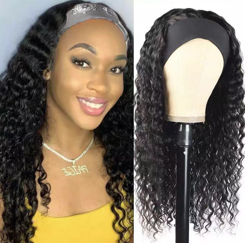 Women's Sheath Scarf Ice Silk Hair Band Curly Wig Long Curls