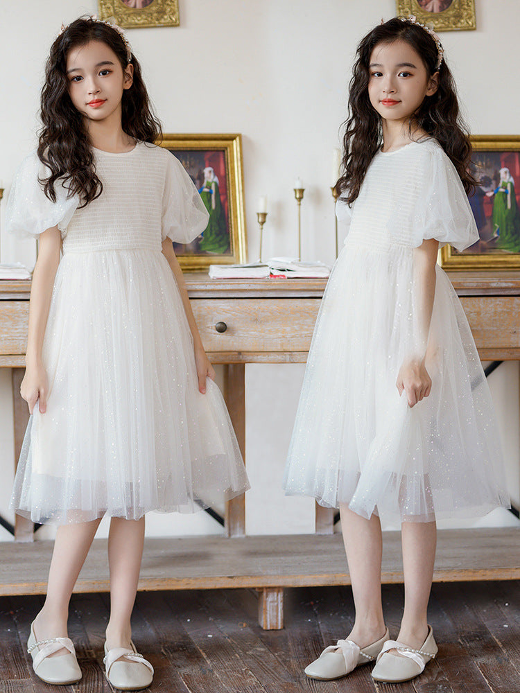 Children's Skirt Summer Short Sleeve Princess Medium Children's Dress