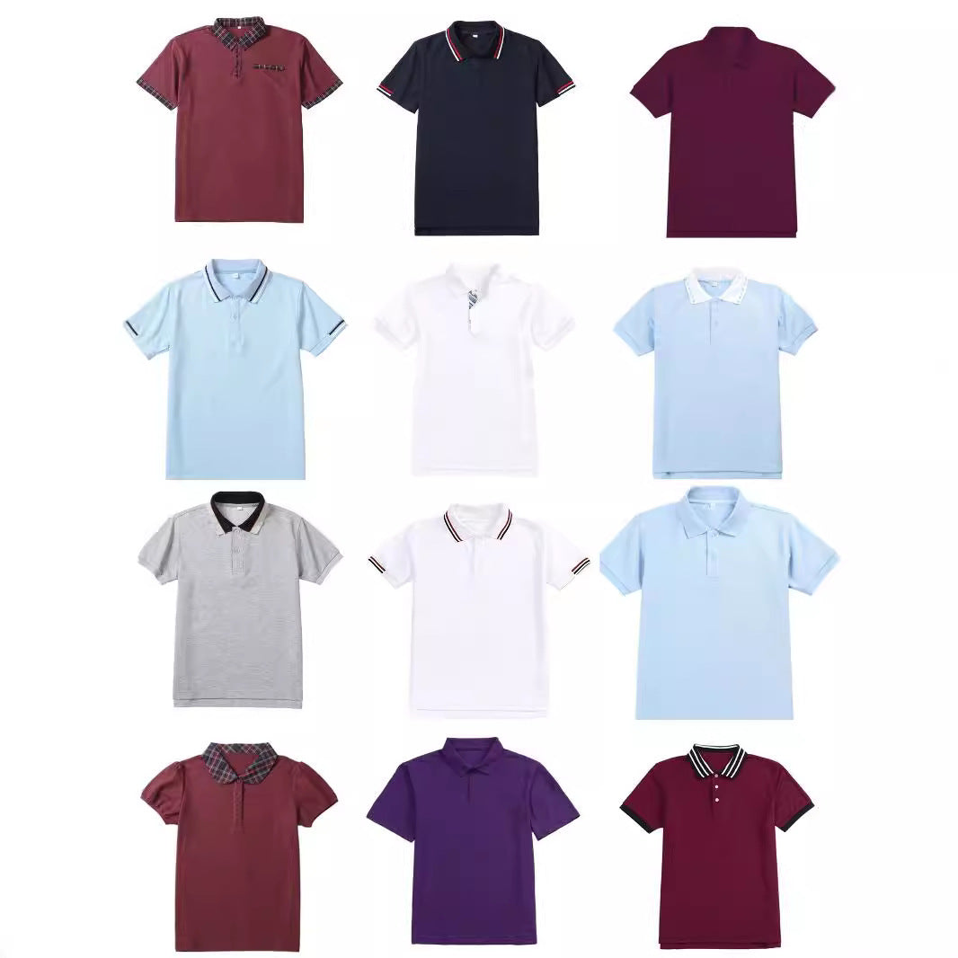Children's Secondary School Uniform Boys Summer Gray Short Sleeve Cotton Breathable Children's T-shirt