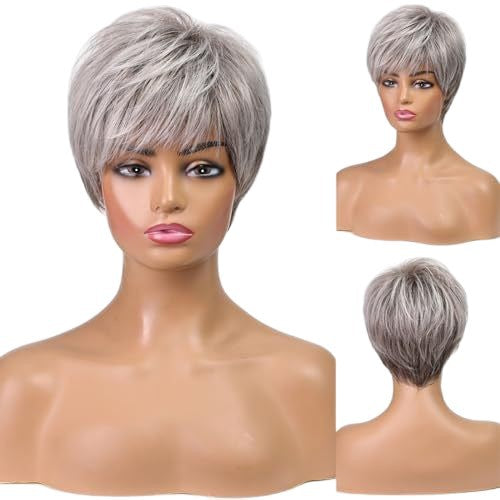 Short Light Gray Delivery On The Real Hair Wig