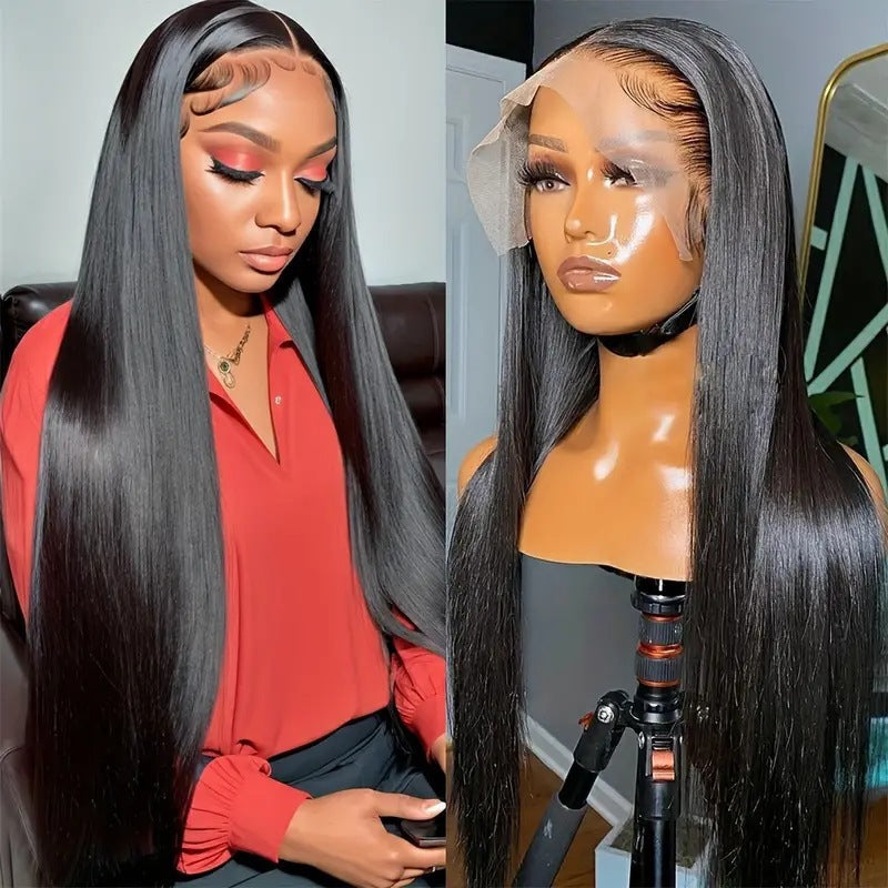Women's Fashion Front Lace Mid-length Hair Synthetic Long Straight Wig