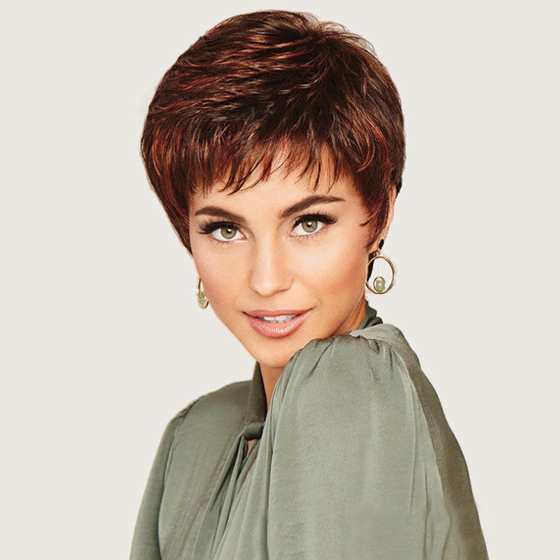 New Women's Fiber Chemical Head Cover Wig Short Curly Hair