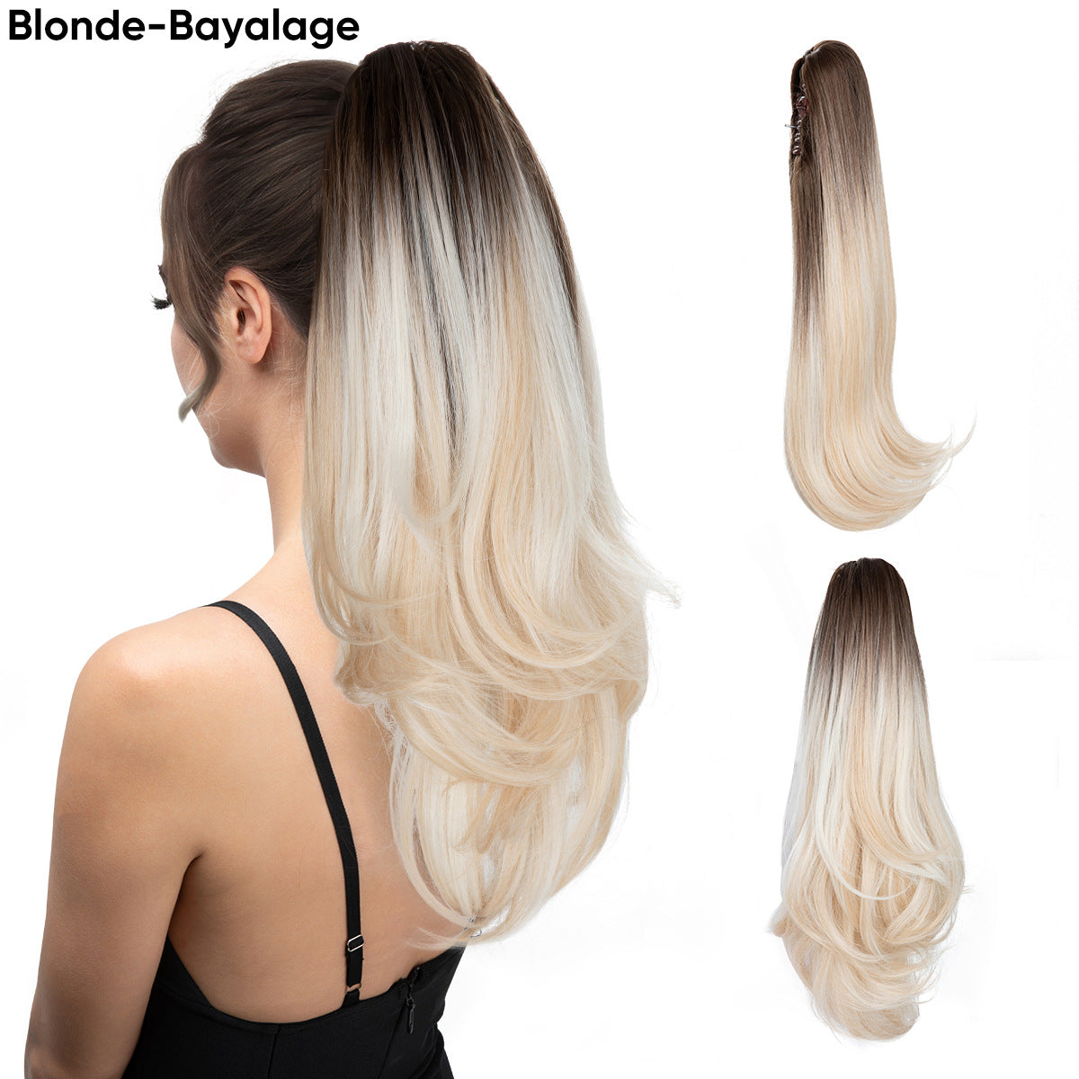 Women's Short Hair Chemical Fiber Height Natural Fluffy Long Curly Jaws Wig Ponytail