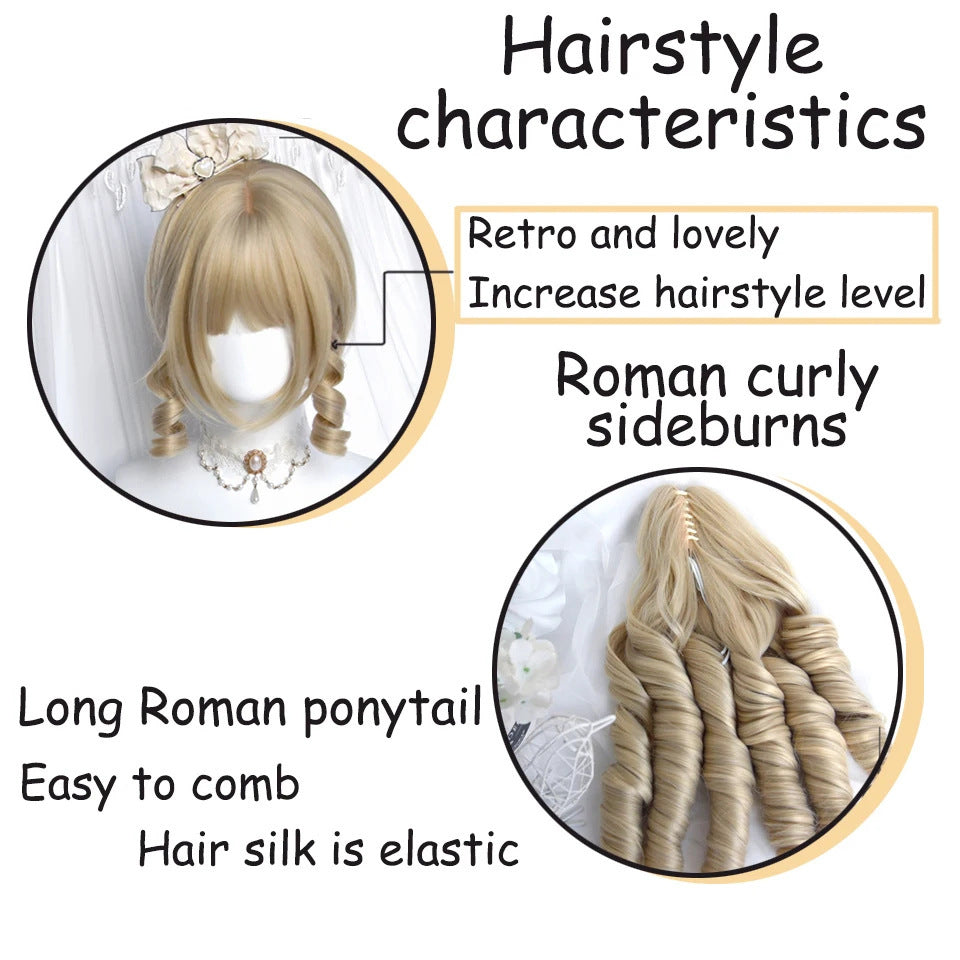 Ponytail Hair Headgear With Bangs Fashion Female Wig Long Curls