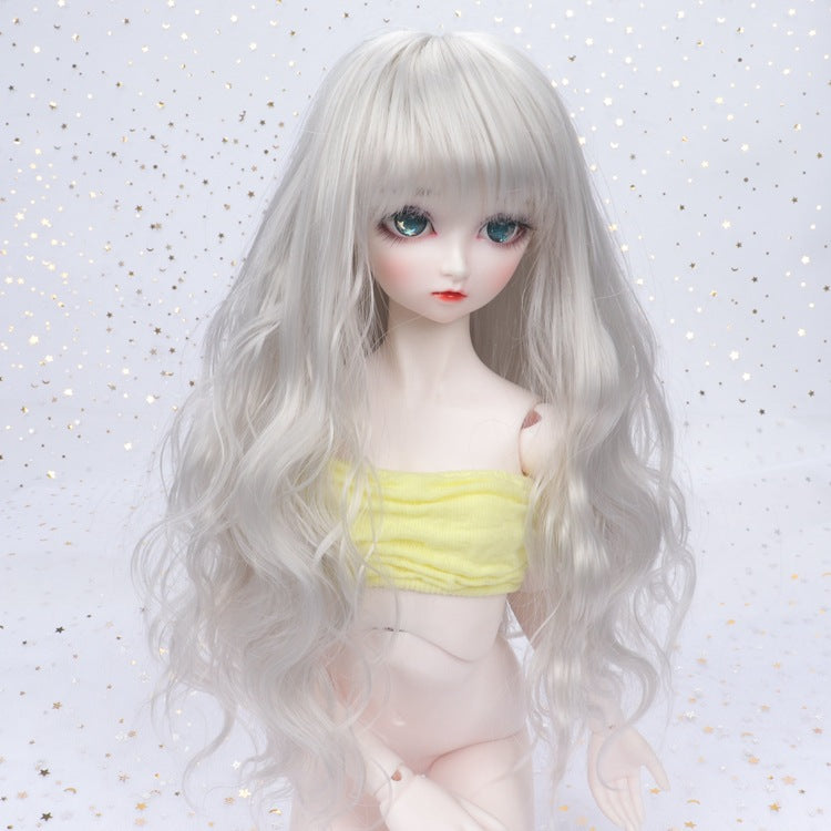 Lucy Elegant Hair Straight Bangs Sier Gray Natural Handmade Roll Cos Wig