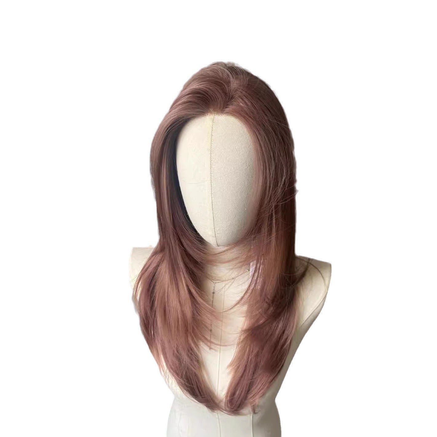 Women's Hair Layered Curly U-shaped Front Lace Long Straight Wig